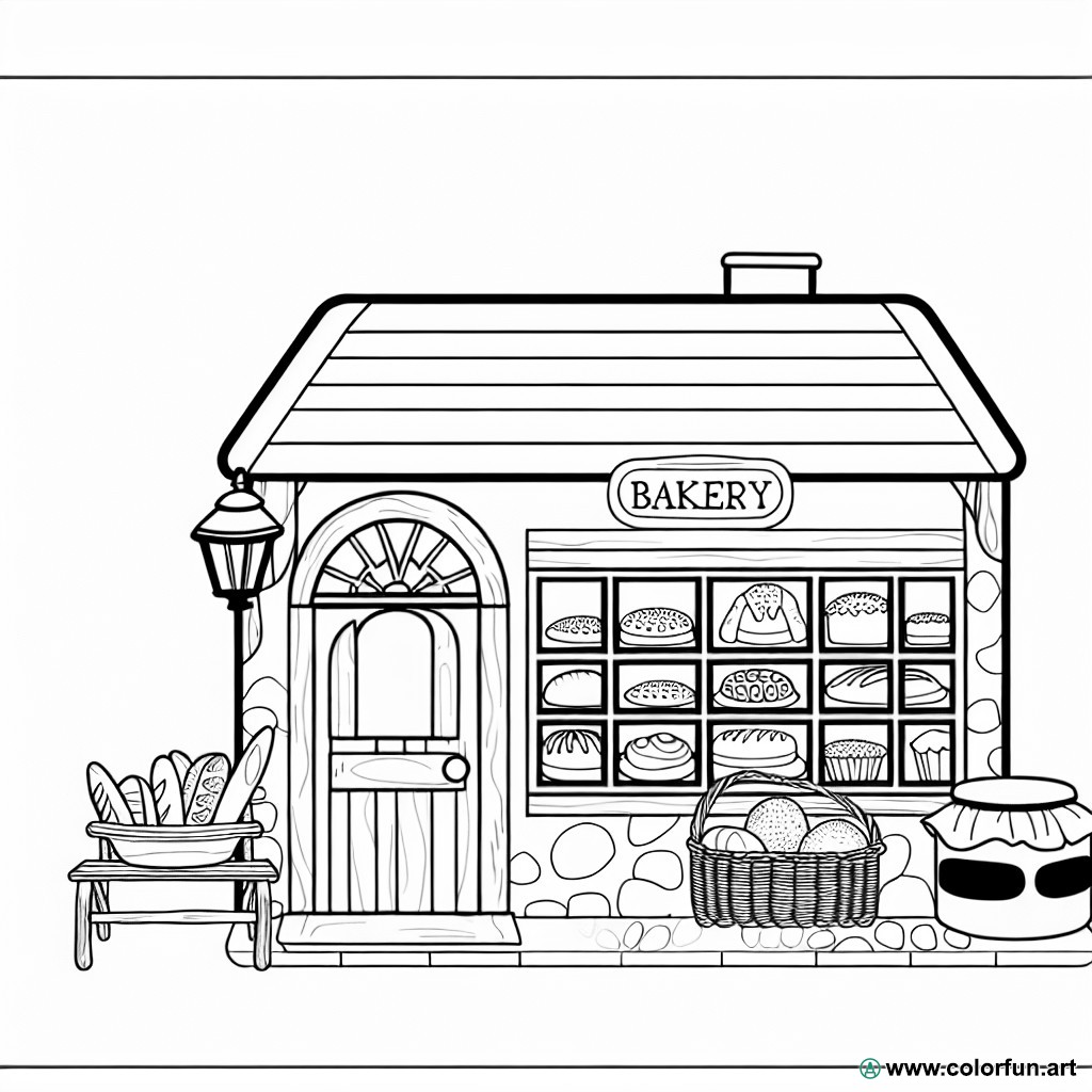 coloring page traditional bakery