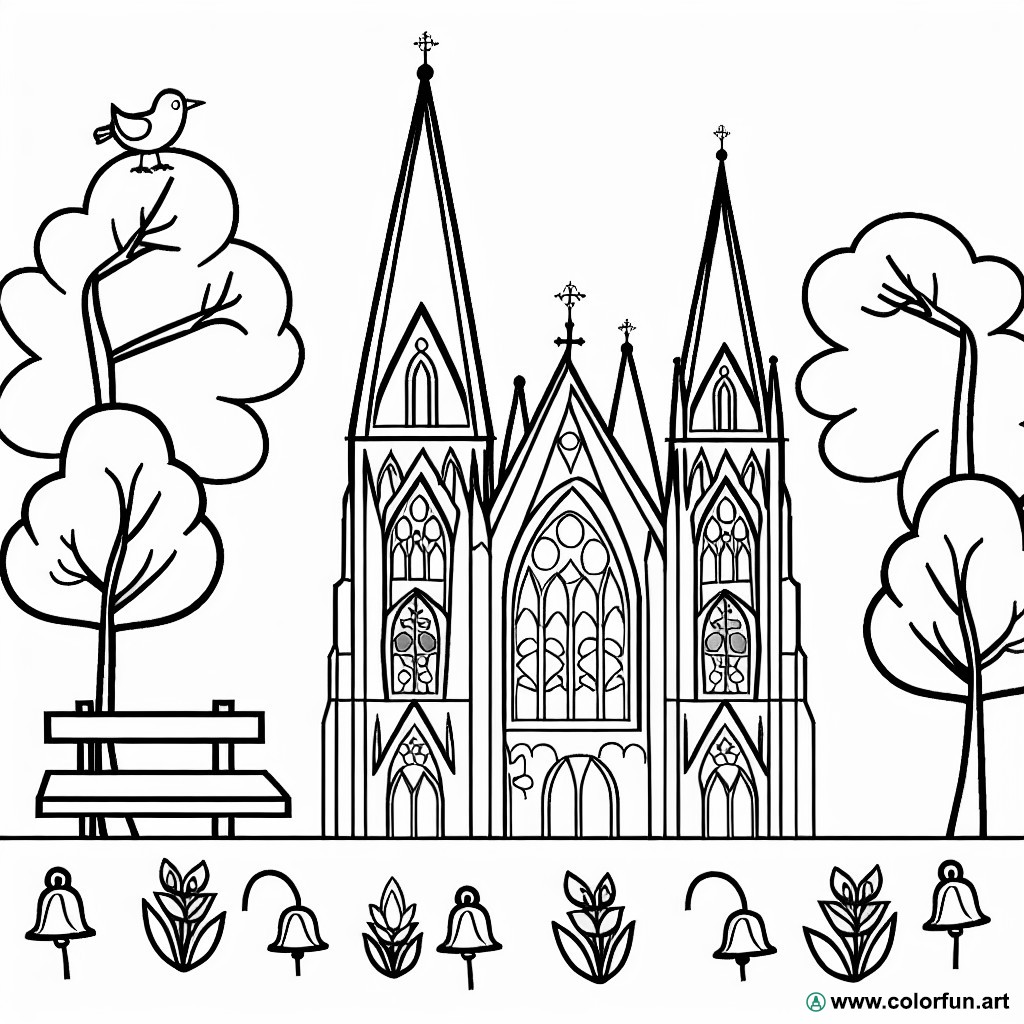 coloring page cathedral