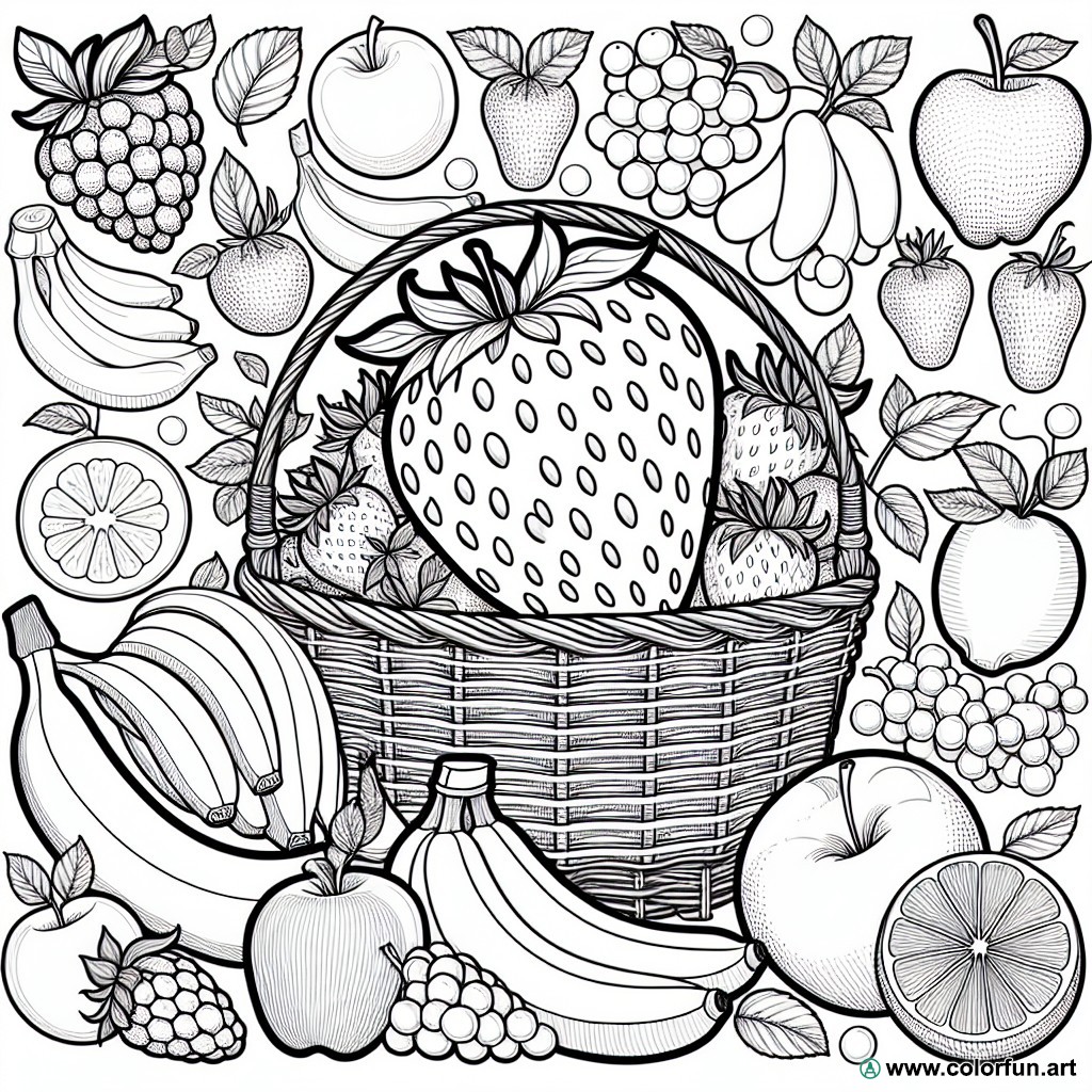 Seasonal fruits and vegetables coloring page