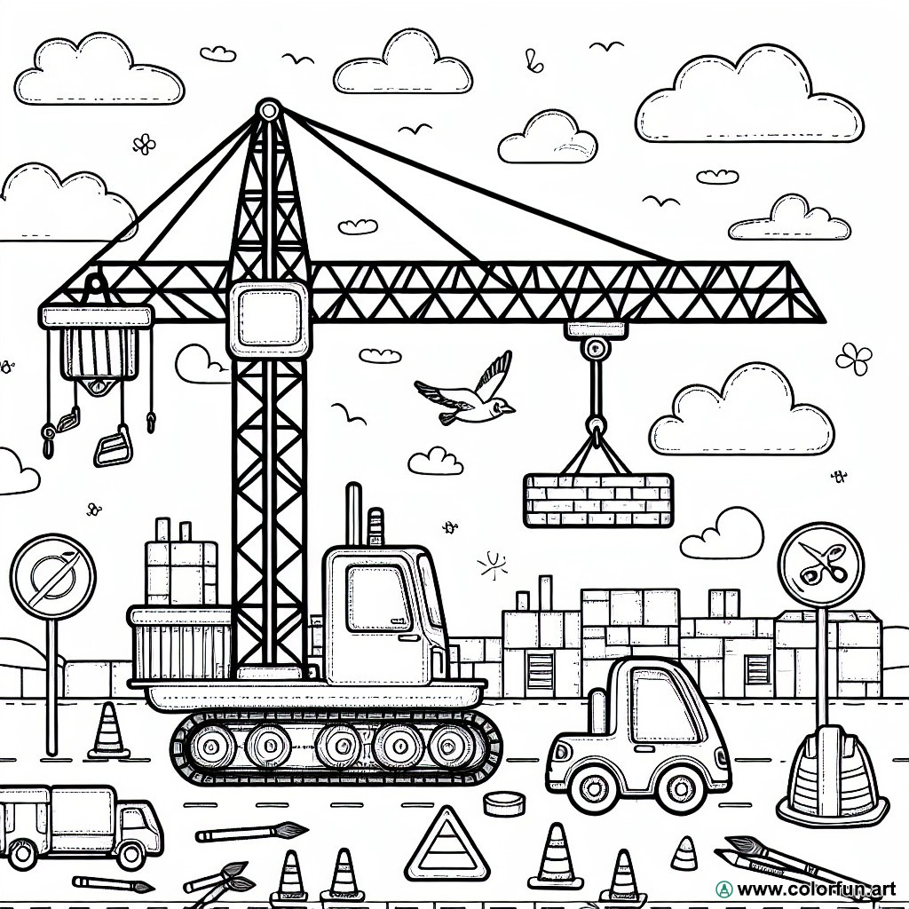mechanical crane coloring page