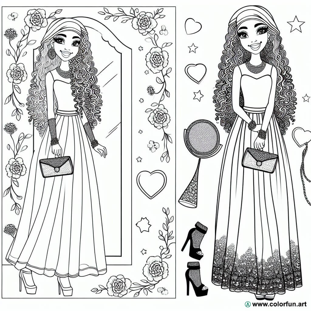 coloring page fashion girl