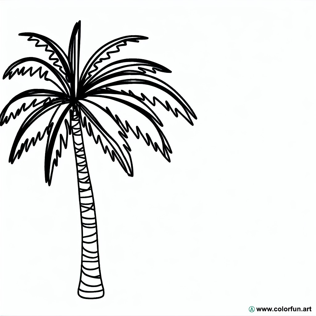 coloring page tropical palm tree