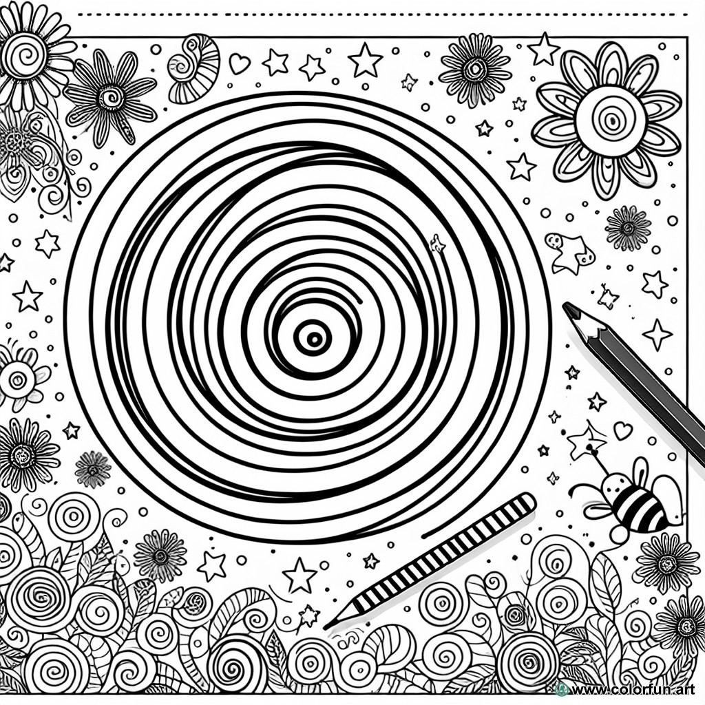 Artistic spiral coloring page