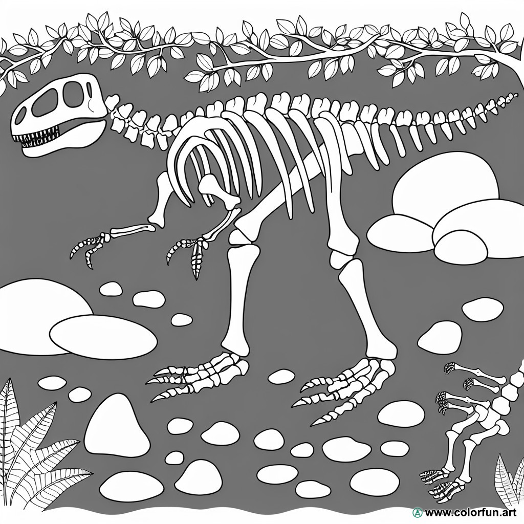 dinosaur skeleton coloring page