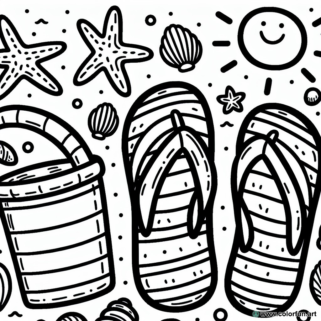 coloring page flip-flops vacation