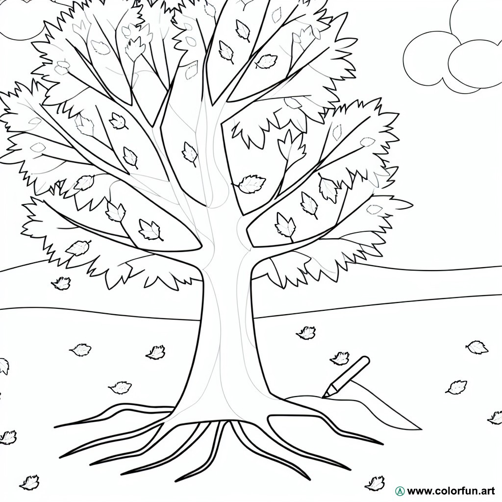 coloring page autumn tree