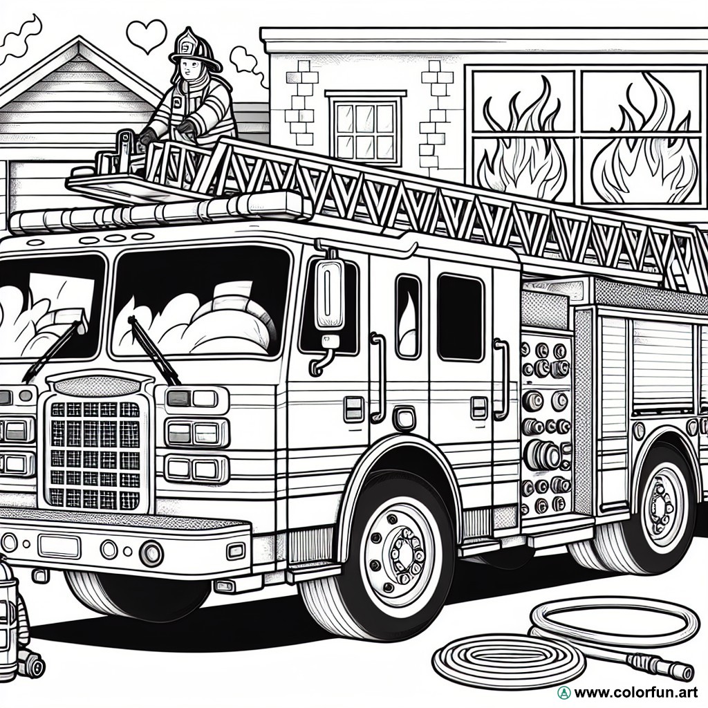 American fire truck coloring page