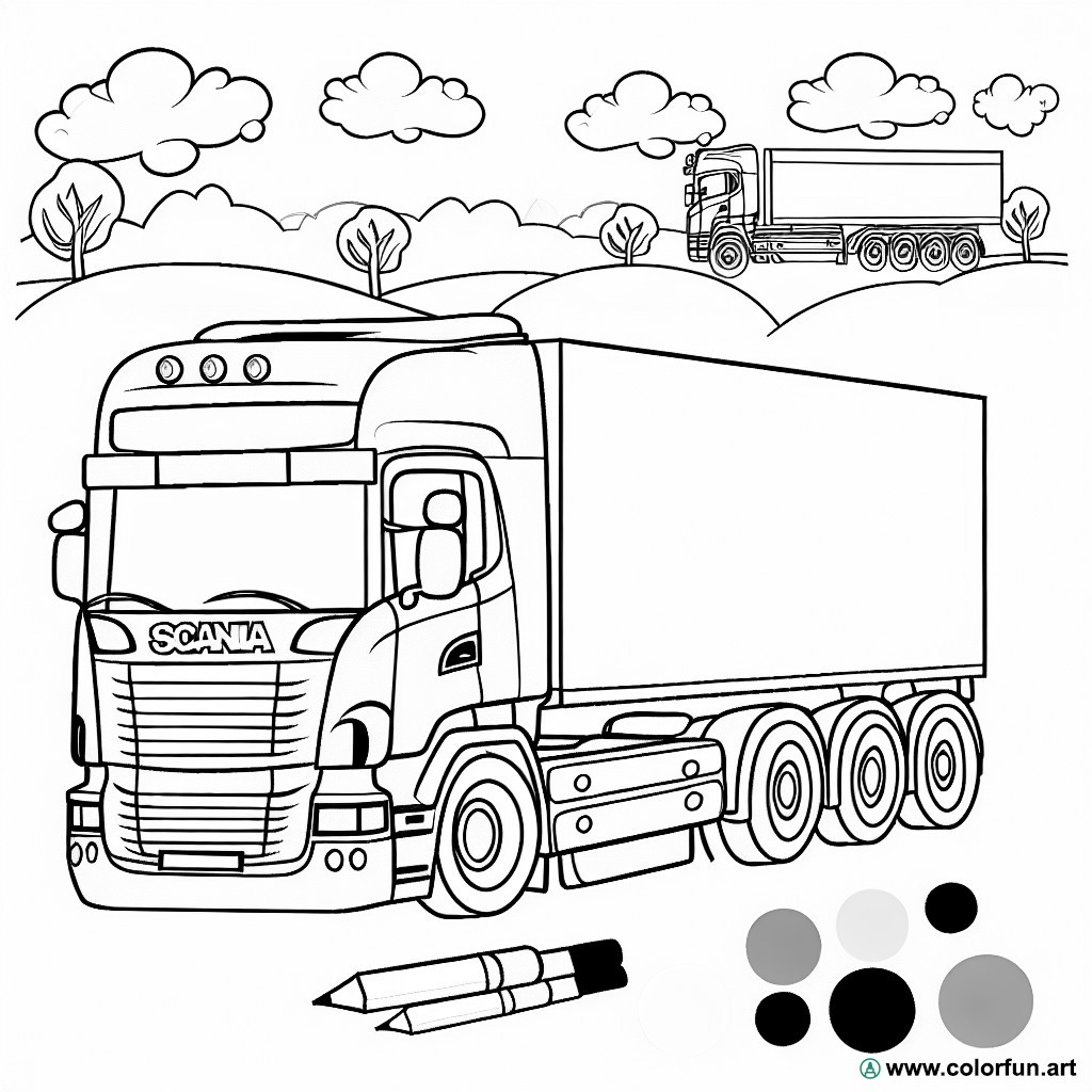 coloring page scania truck