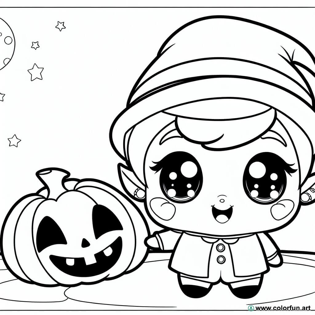 coloring page cute halloween pumpkin