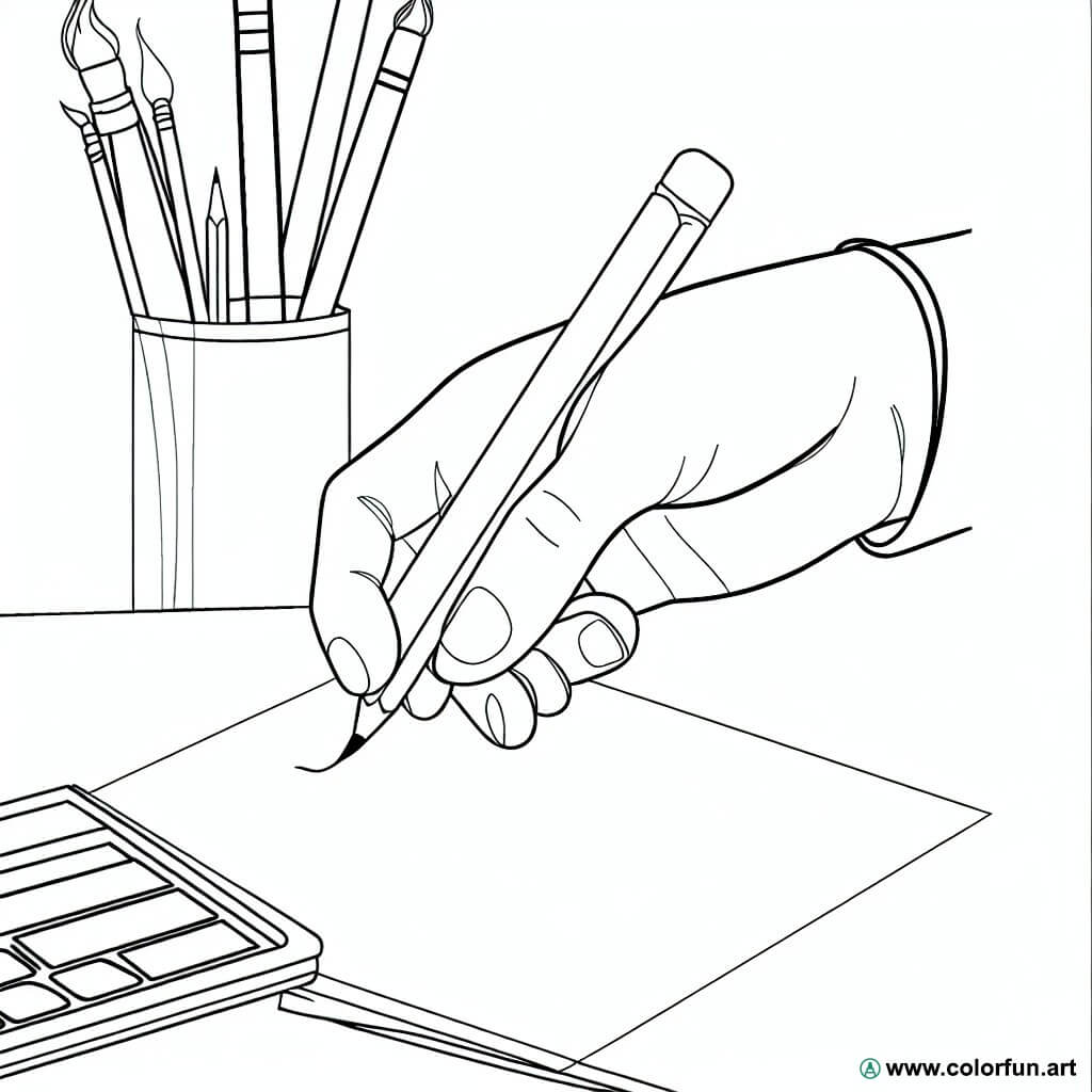 coloring page creative hand