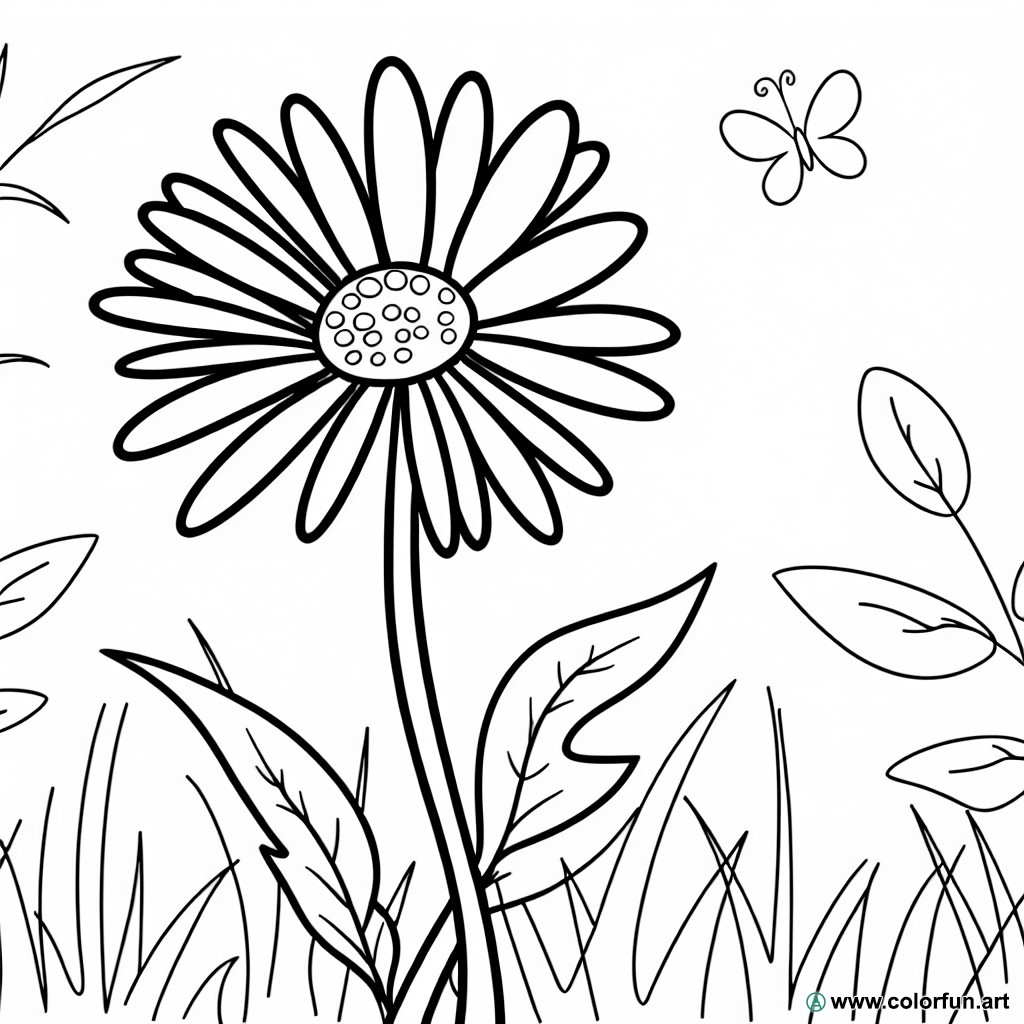 Coloring page daisy spring flower