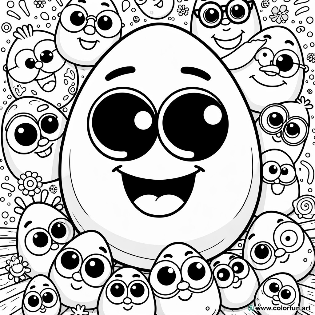 Coloring page funny eggs