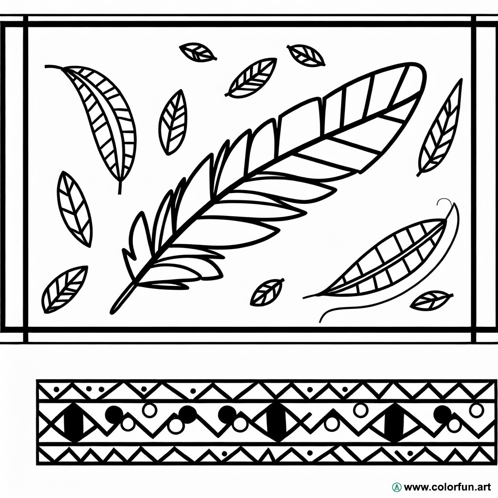 Indian feather coloring page