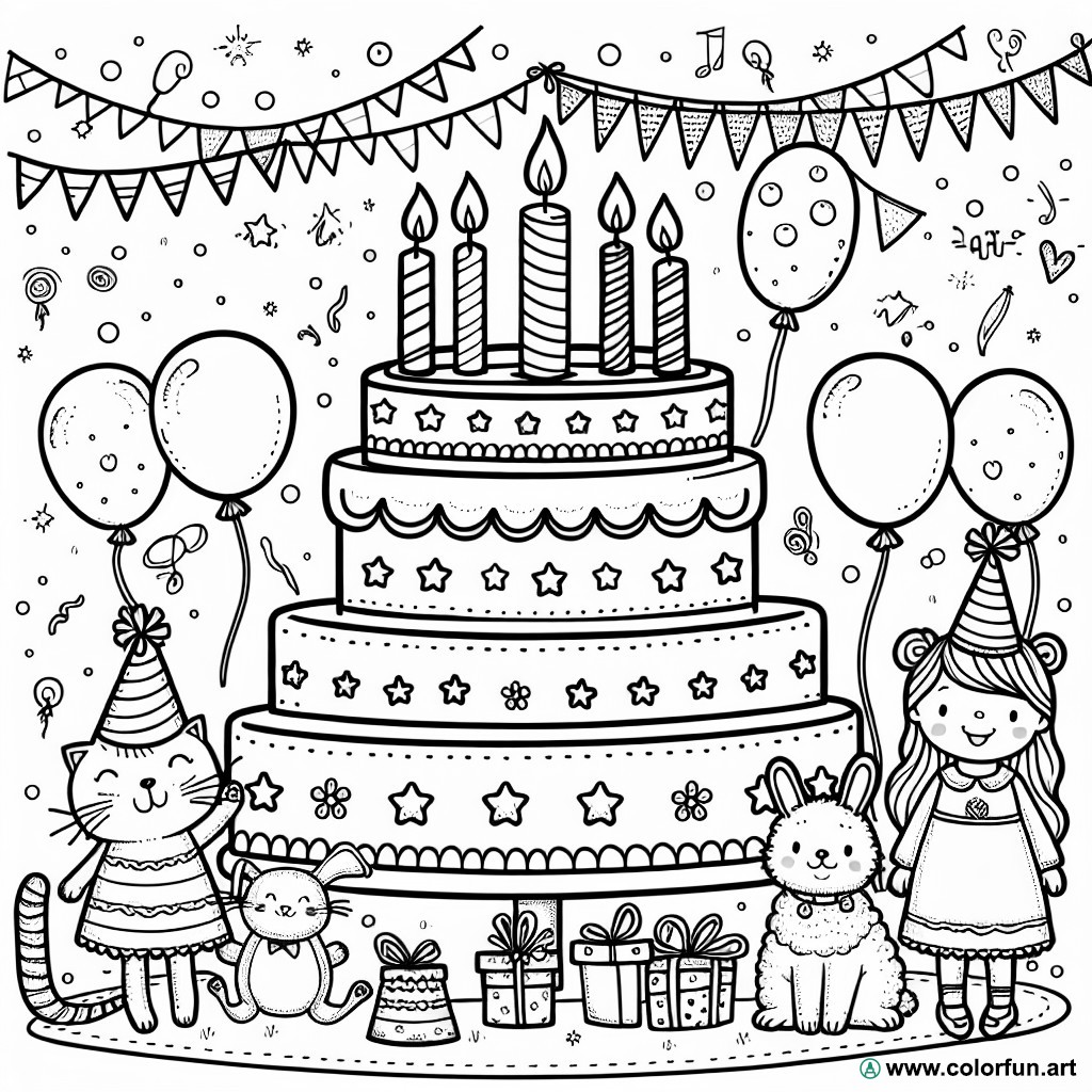 birthday girl 5 years old coloring page