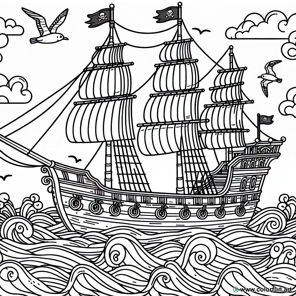 coloring page one piece boat