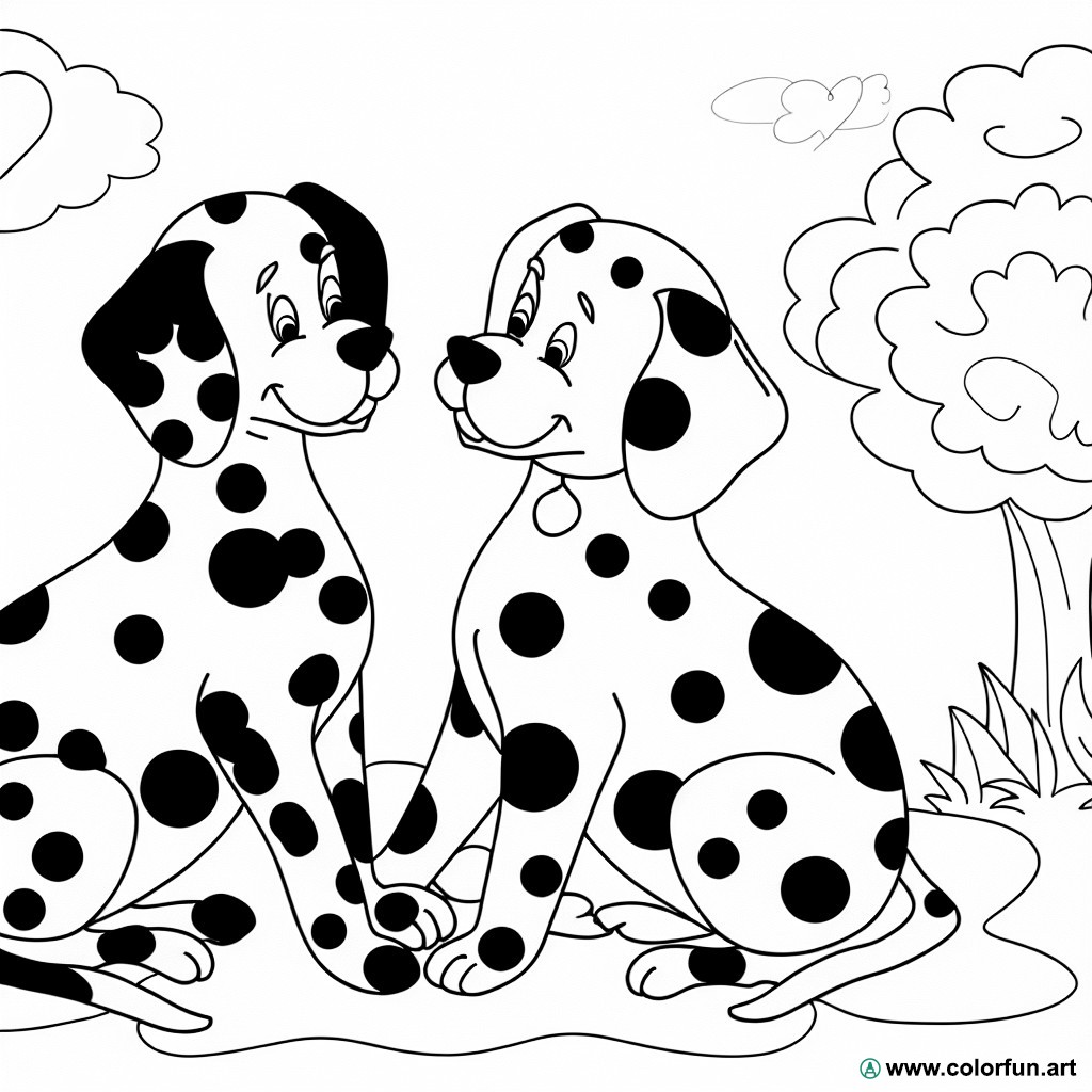 Easy dalmatian coloring page