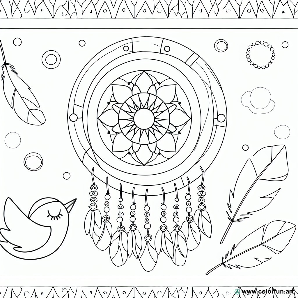 Mandala dream catcher coloring page