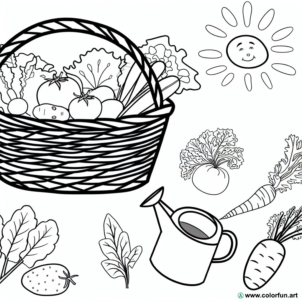 coloring page vegetable basket