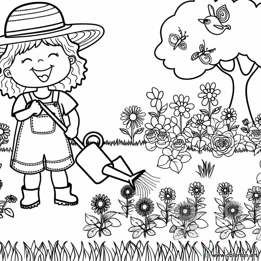 coloring page gardening