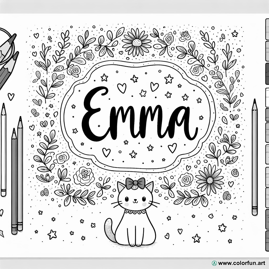 coloring page first name emma