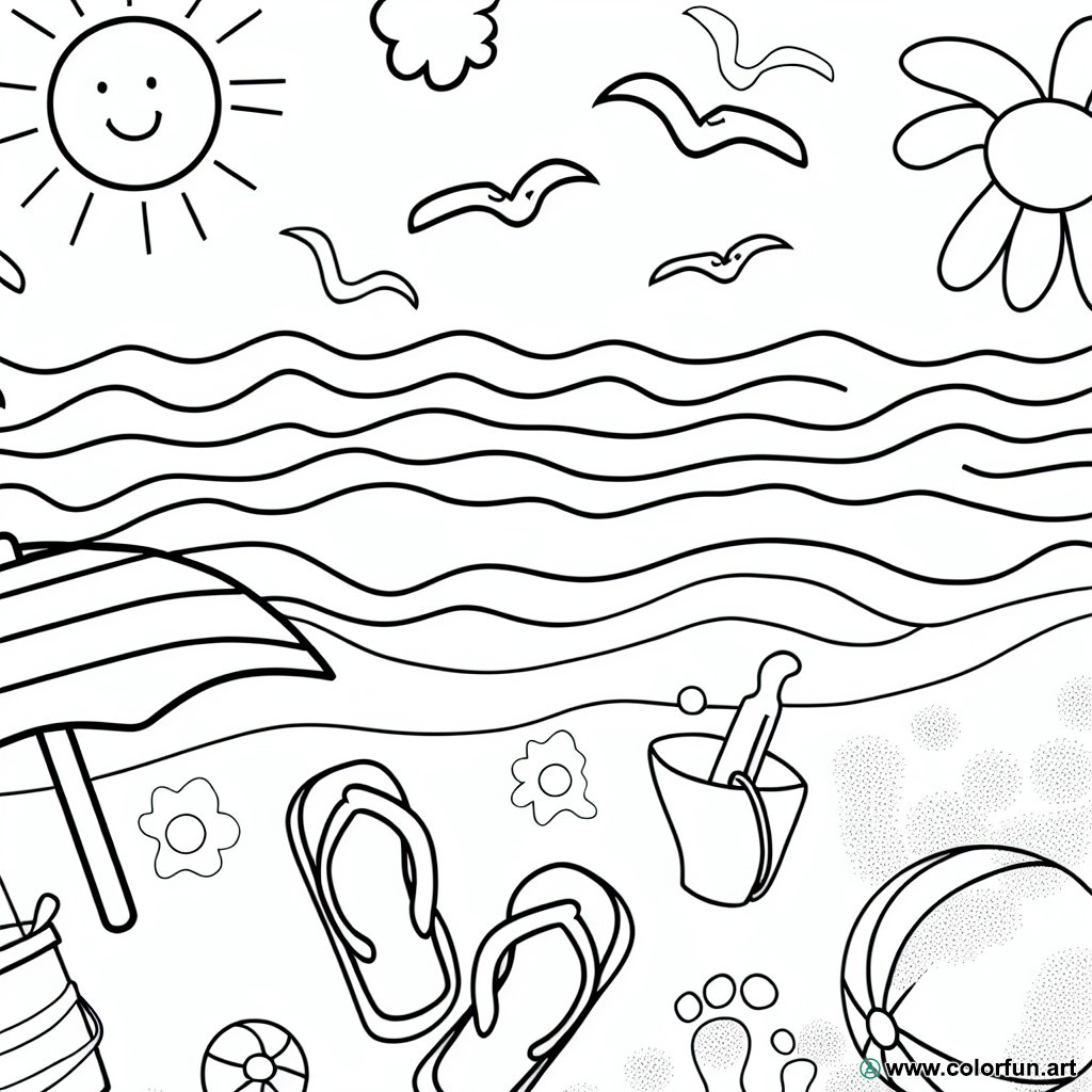 coloring page beach flip-flop