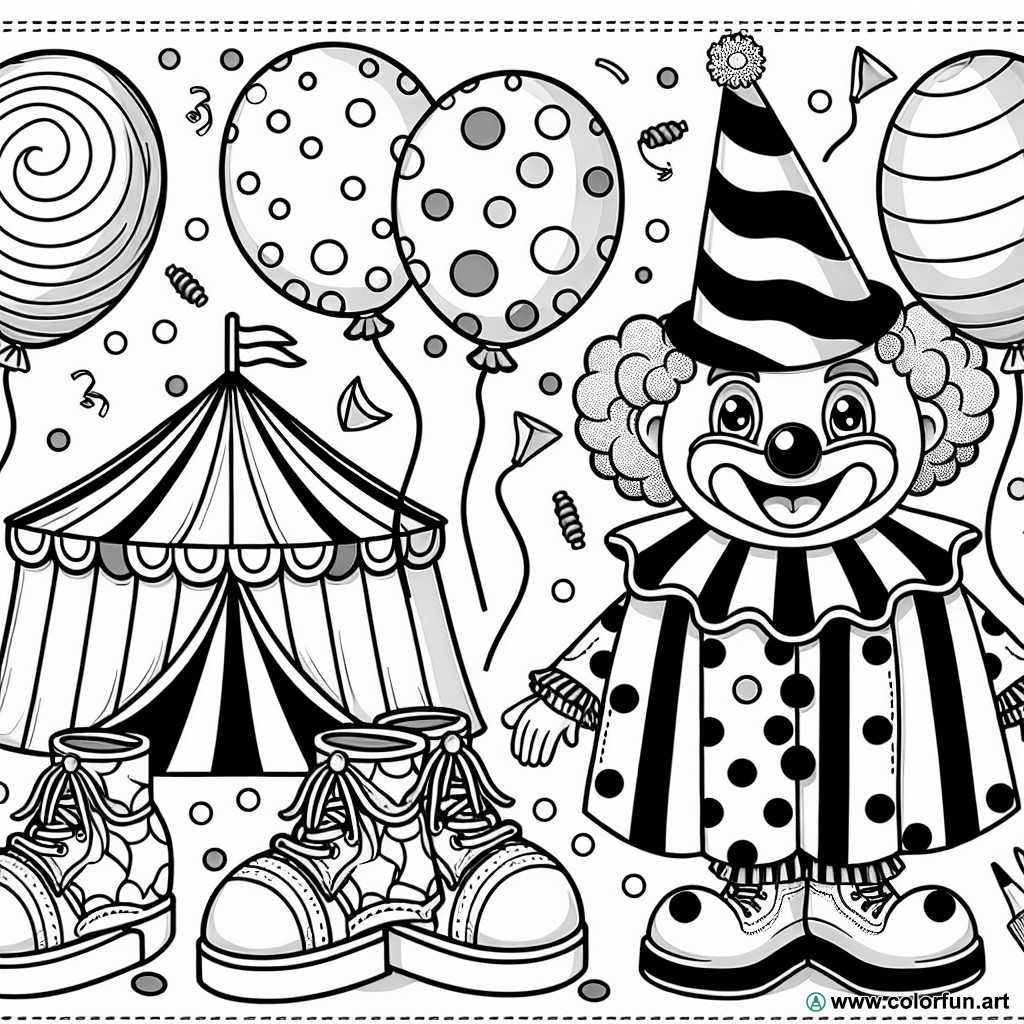 carnival clown coloring page