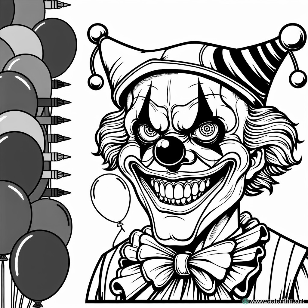 Killer clown coloring page