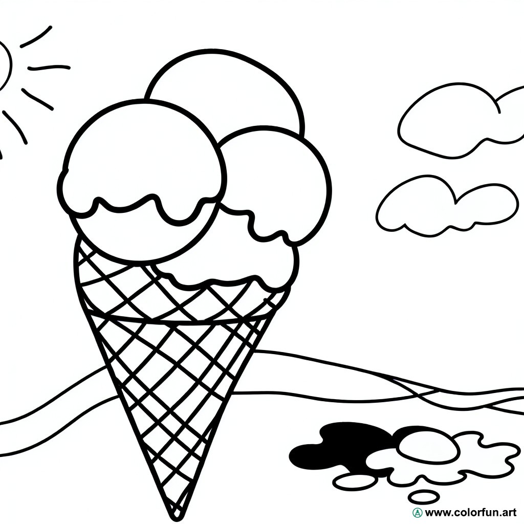 coloring page ice cream summer