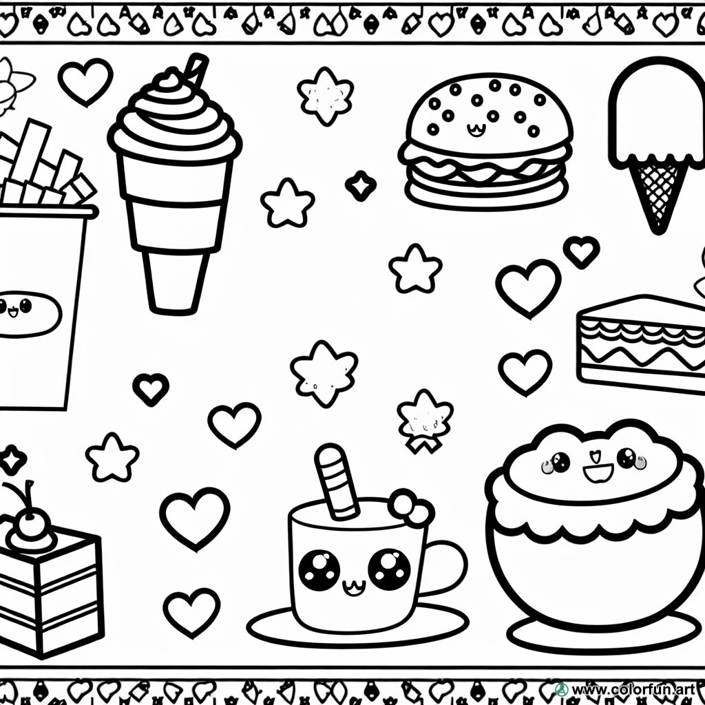 kawaii food coloring page