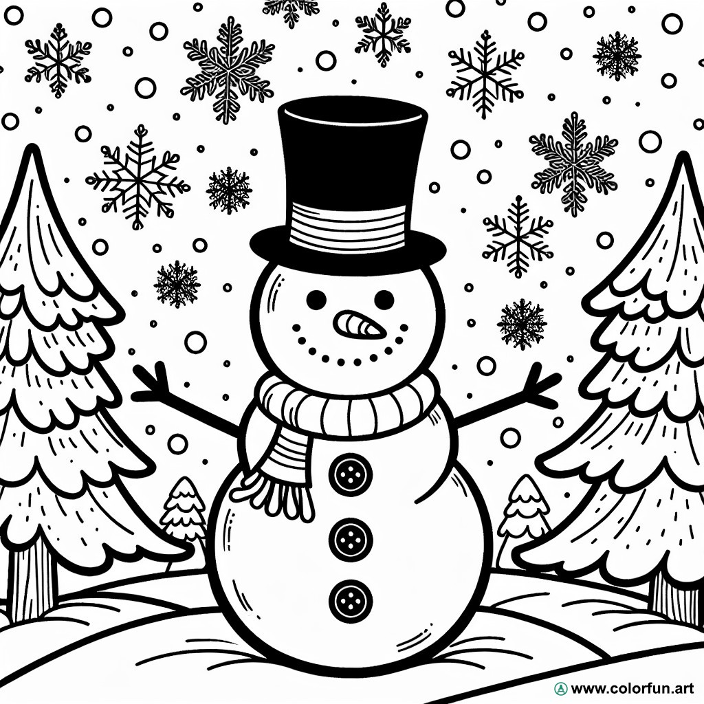 snow coloring page child