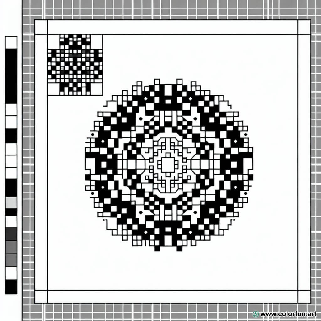 coloring page pixel art mandala
