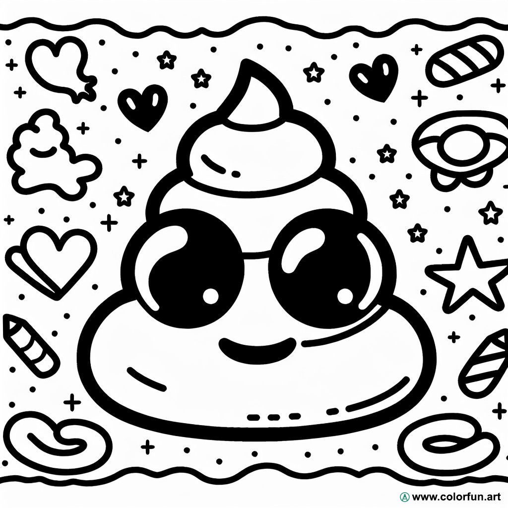 Coloring page poop emoji