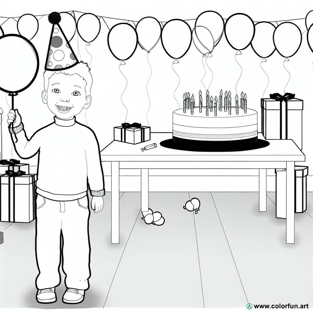 coloring page birthday 2 years old boy