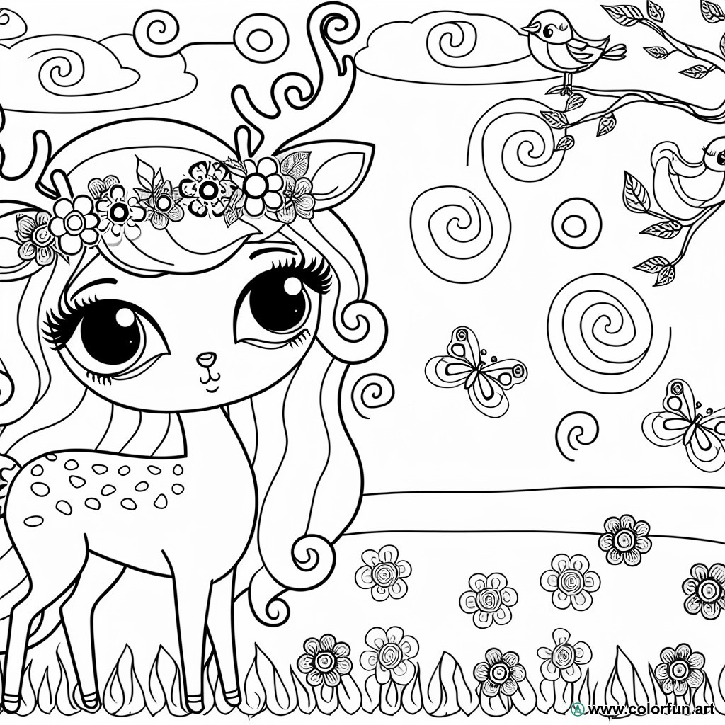 coloring page bambi princess
