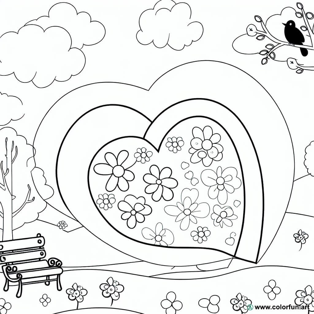 coloring page heart Grandmother's Day