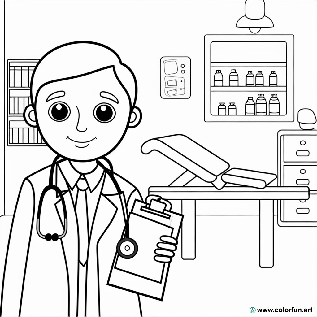 coloring page professional doctor