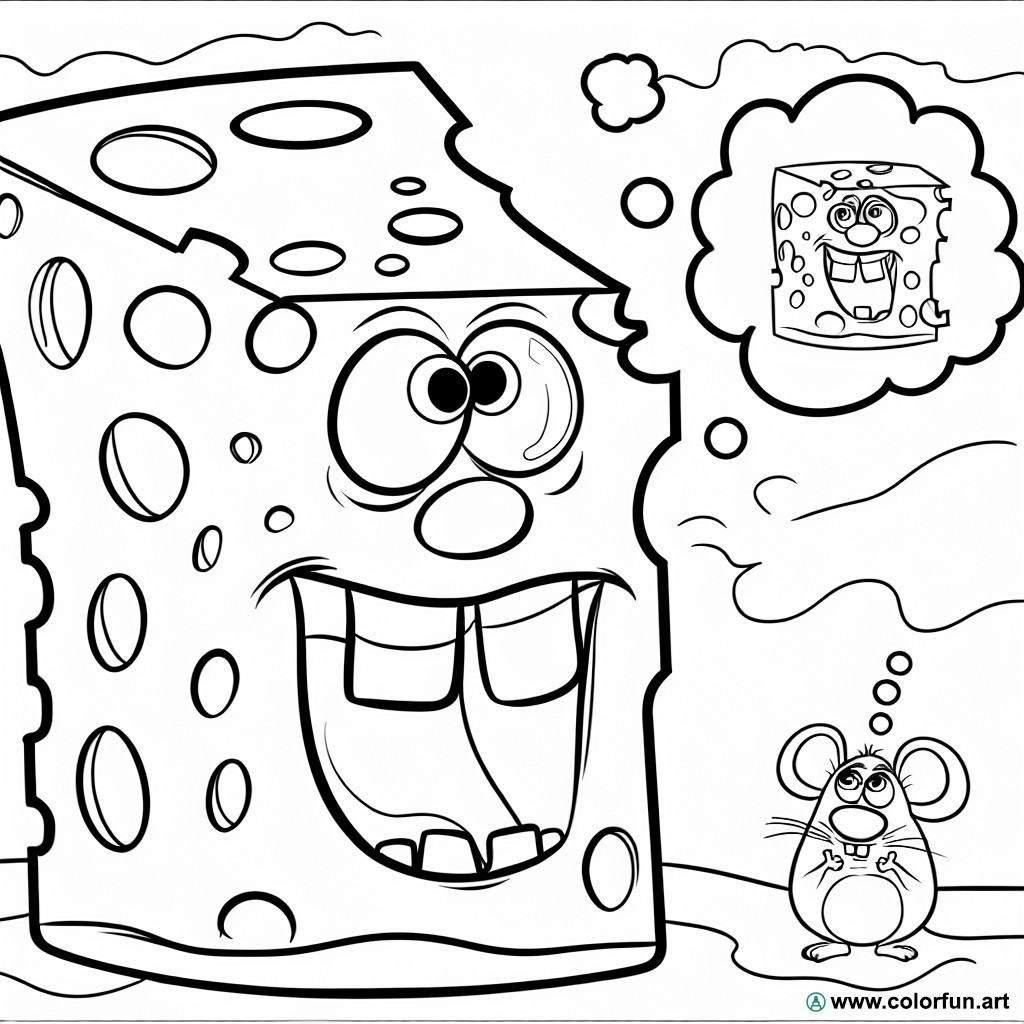 coloring page funny cheese