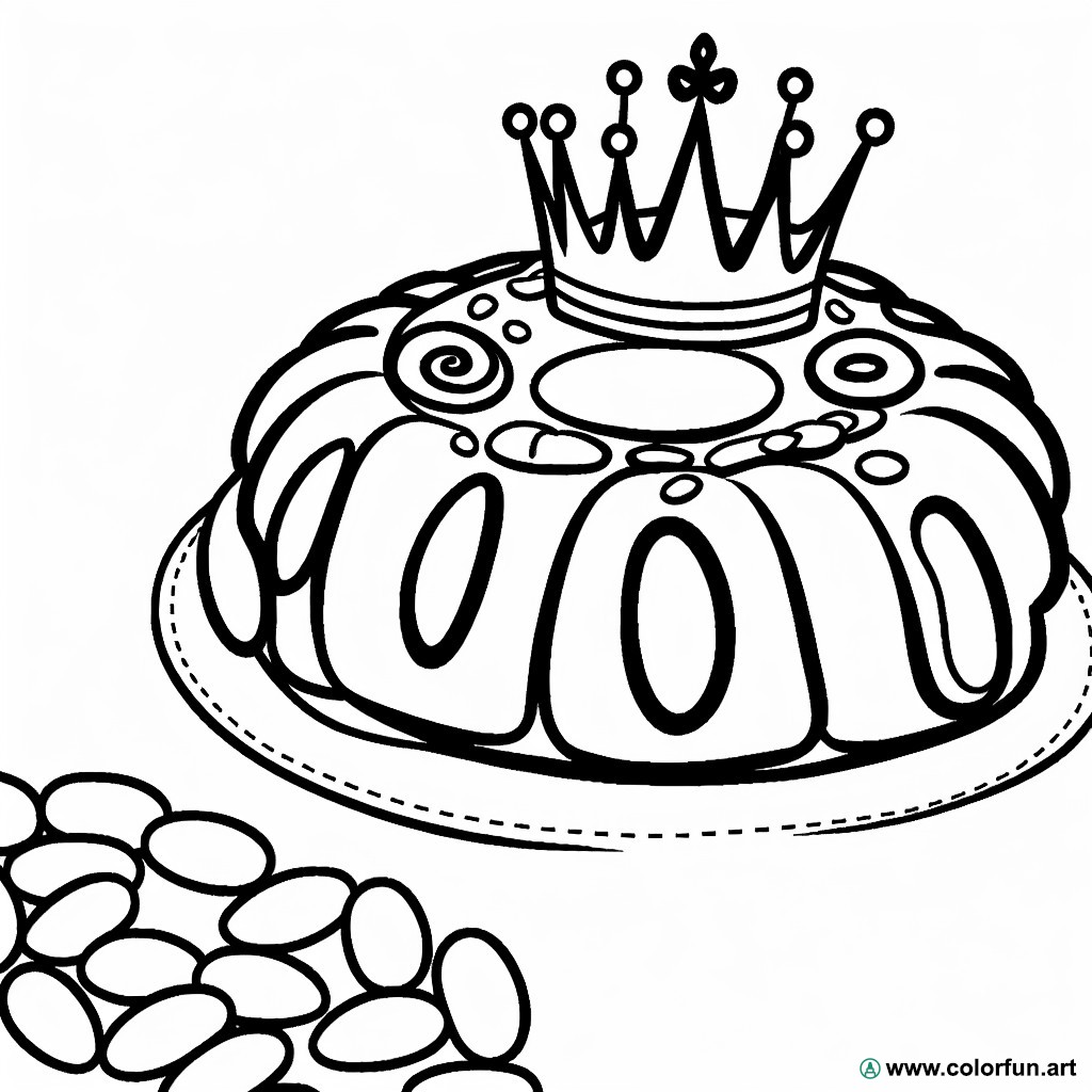 coloring page easy king cake