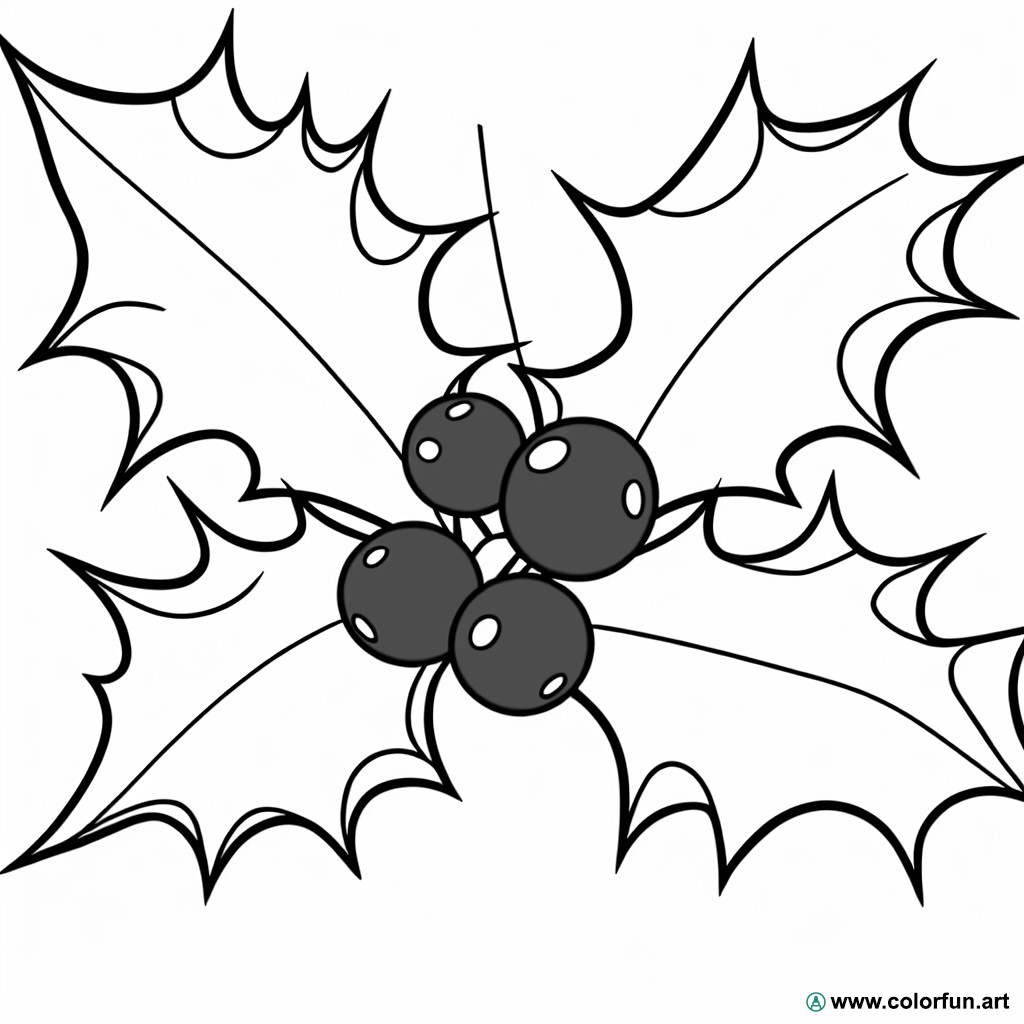 Easy holly coloring page