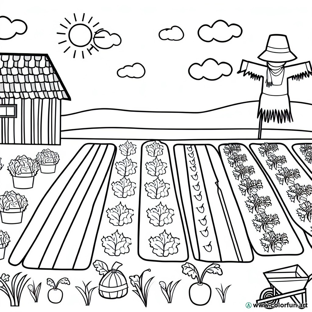 coloring page vegetable garden