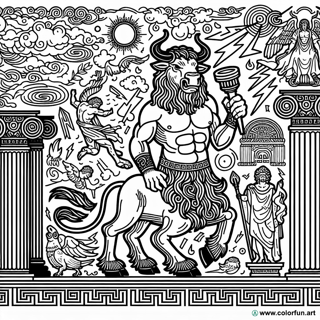 Greek mythology monsters coloring page