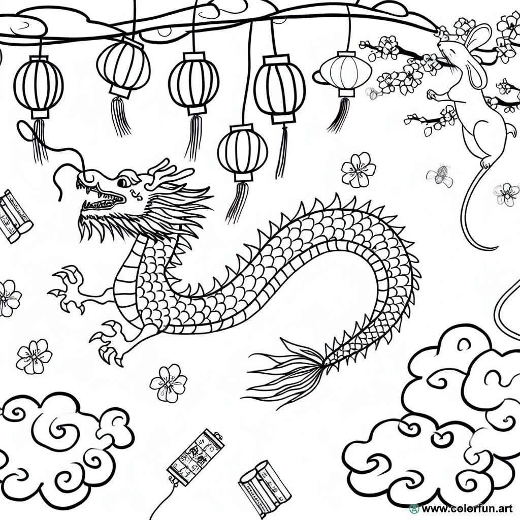 Chinese New Year dragon coloring page
