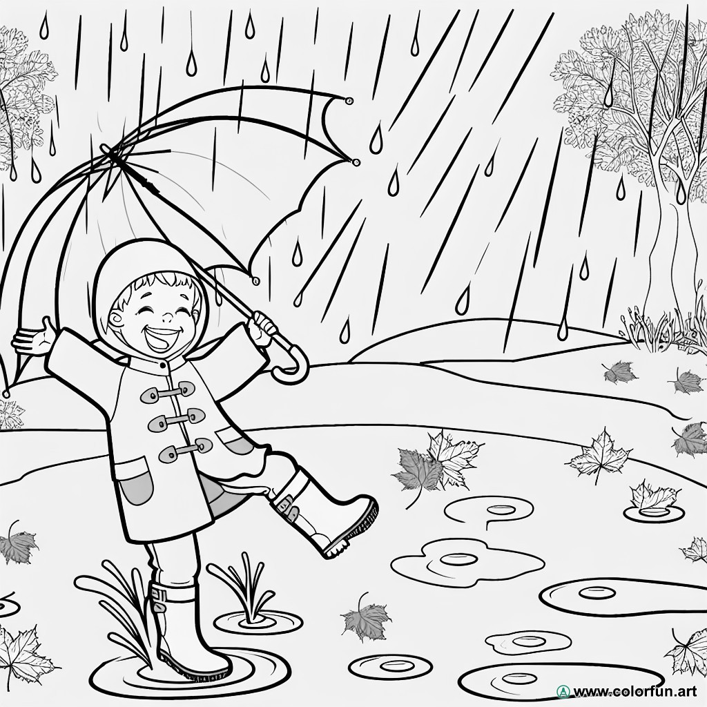 autumn rain coloring page