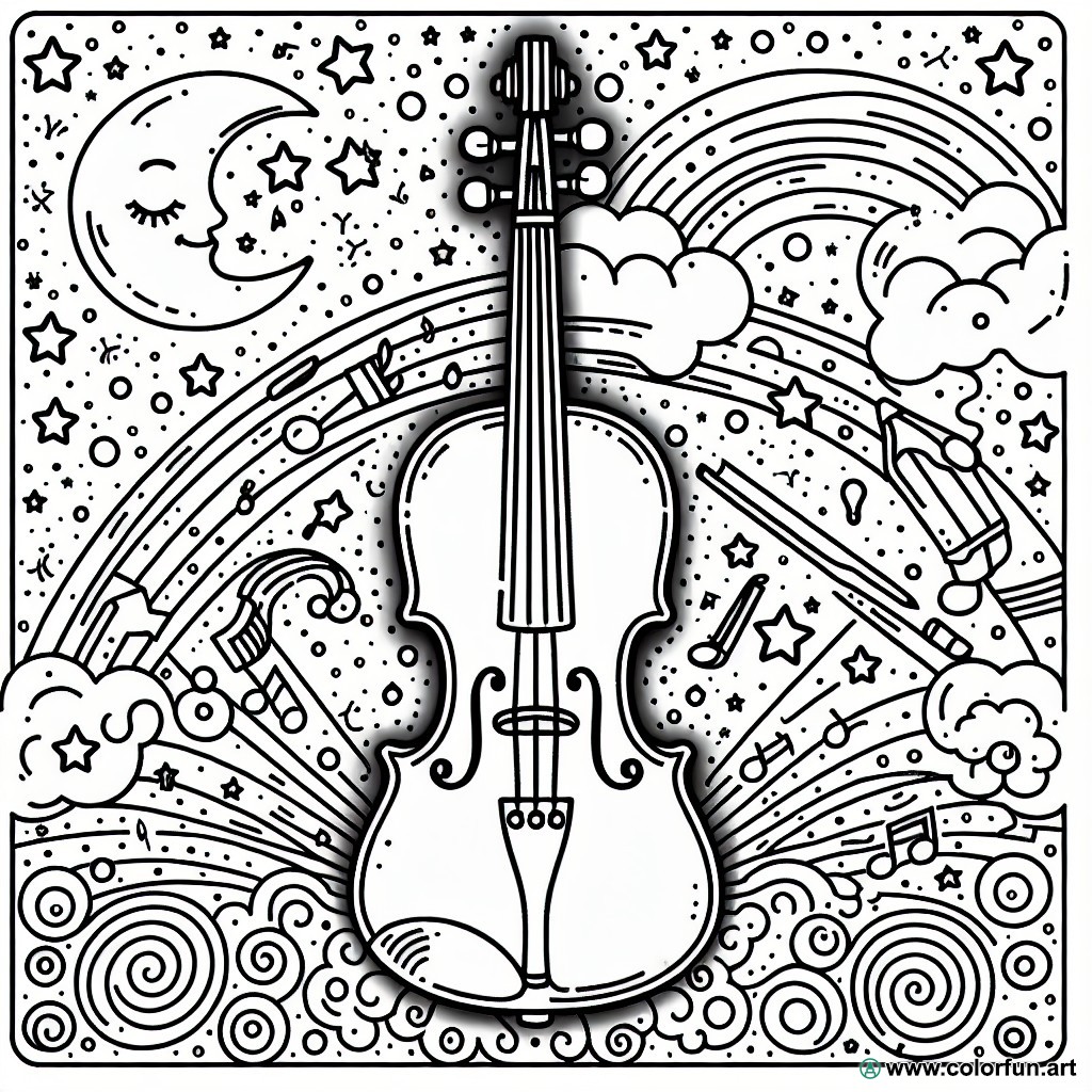 original violin coloring page