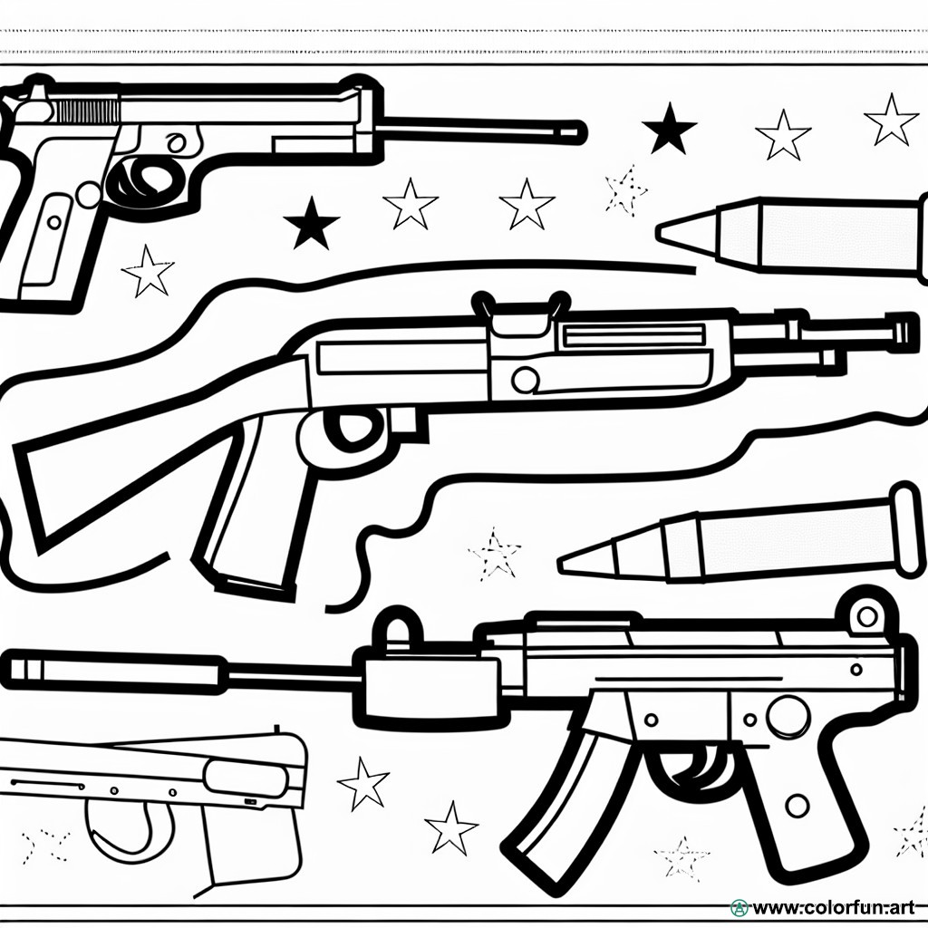 coloring page firearms