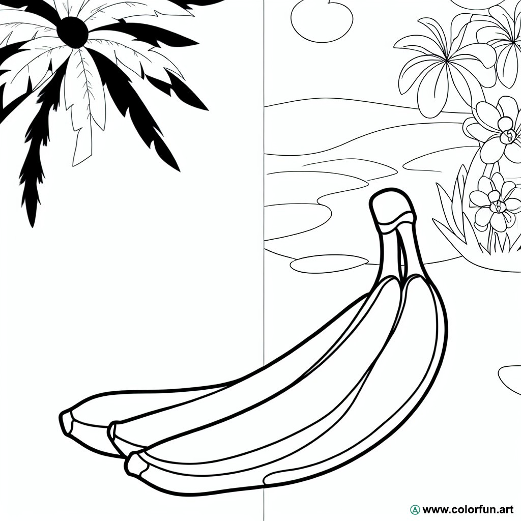 coloring page tropical banana