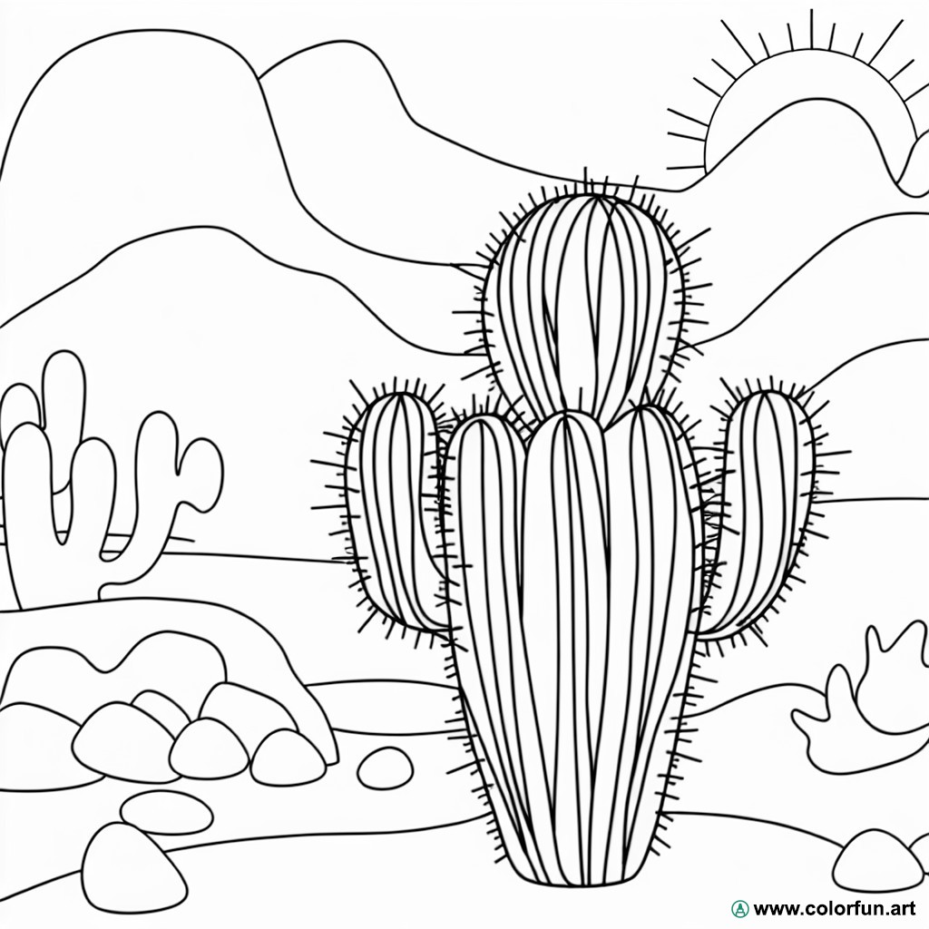 coloring page cactus nature