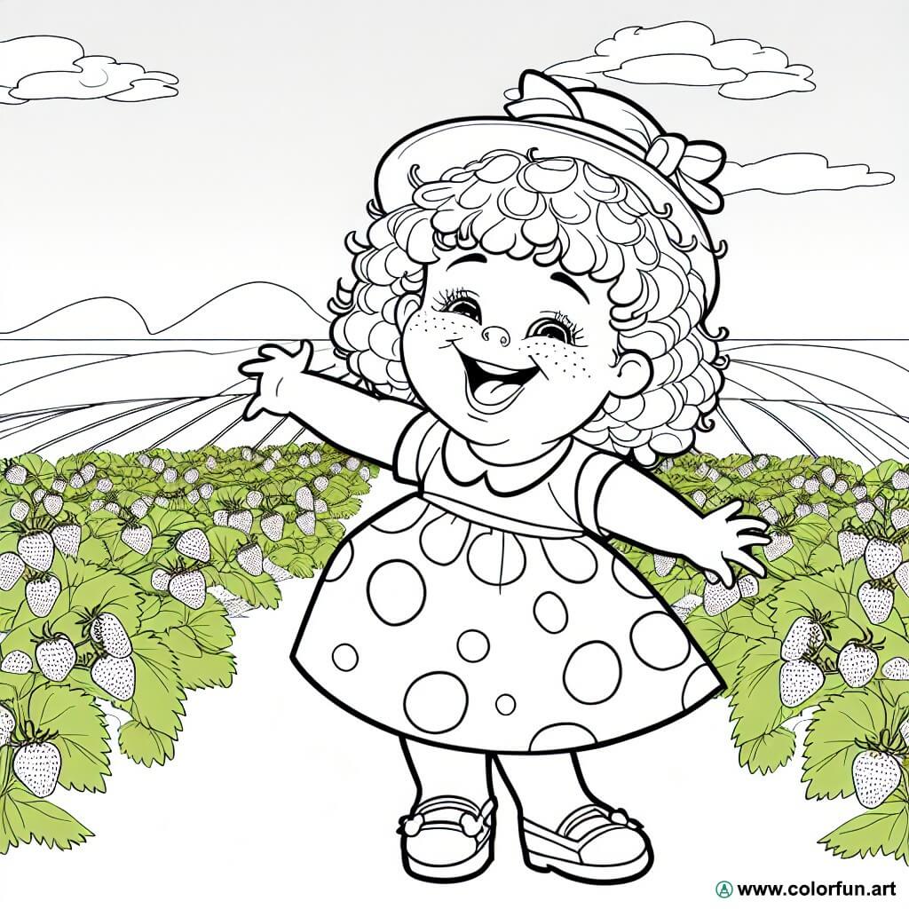 coloring page easy strawberry shortcake
