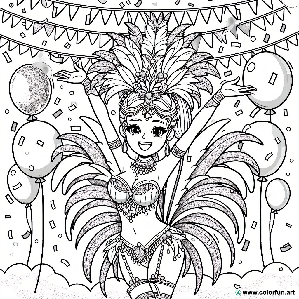 carnival dancer coloring page