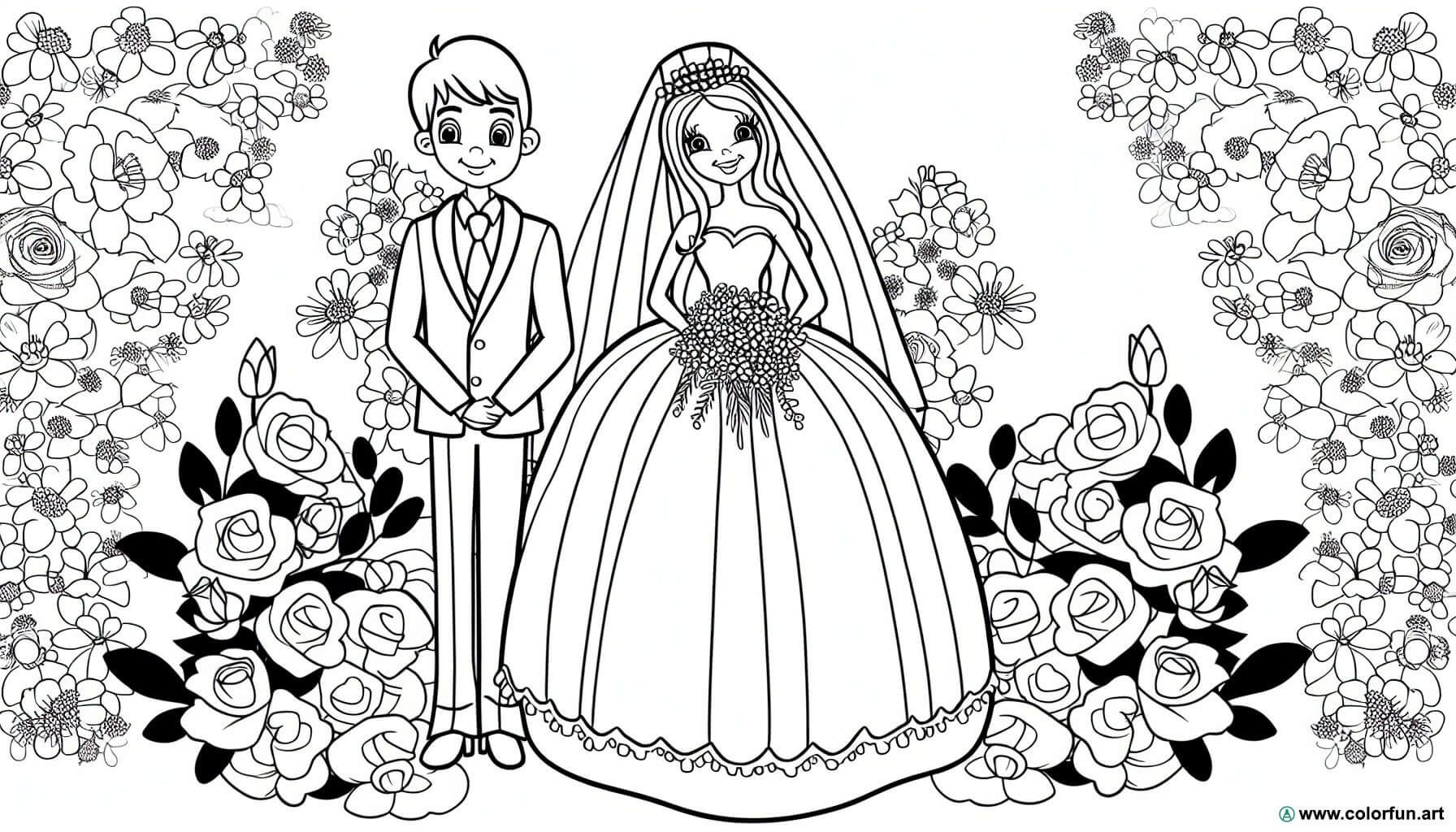 coloring page wedding flowers